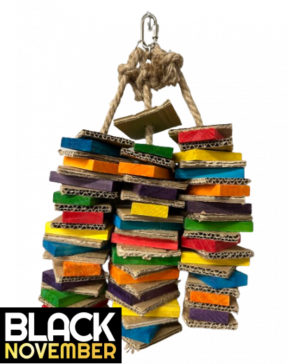 Parrot-Supplies Stacks Of Shredding Trio Medium Card & Wood Parrot Toy Parrot-Supplies Stacks Of Shredding Trio Medium Card & Wood Parrot Toy